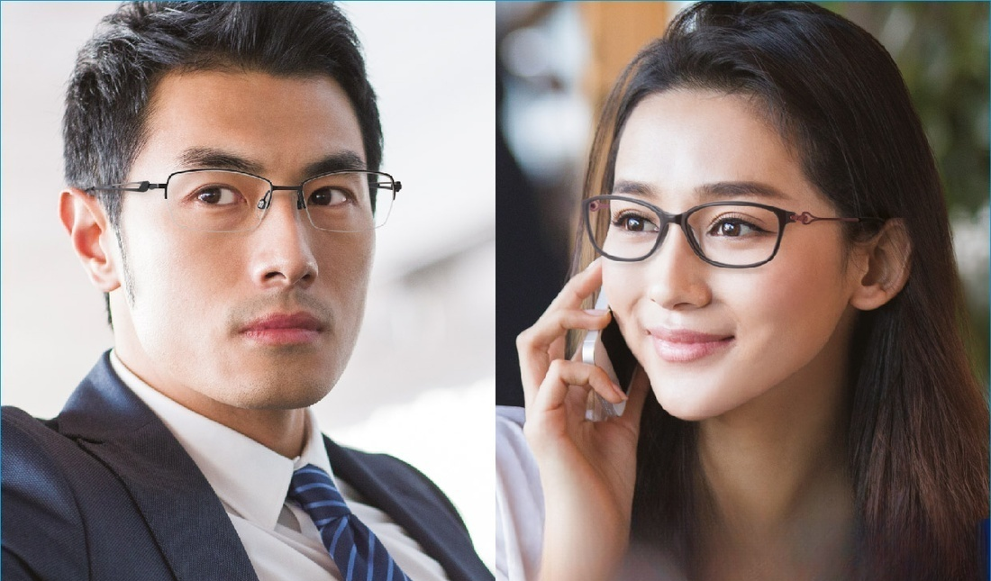 Premium titanium Charmant eyeglass frames at Kannur showroom