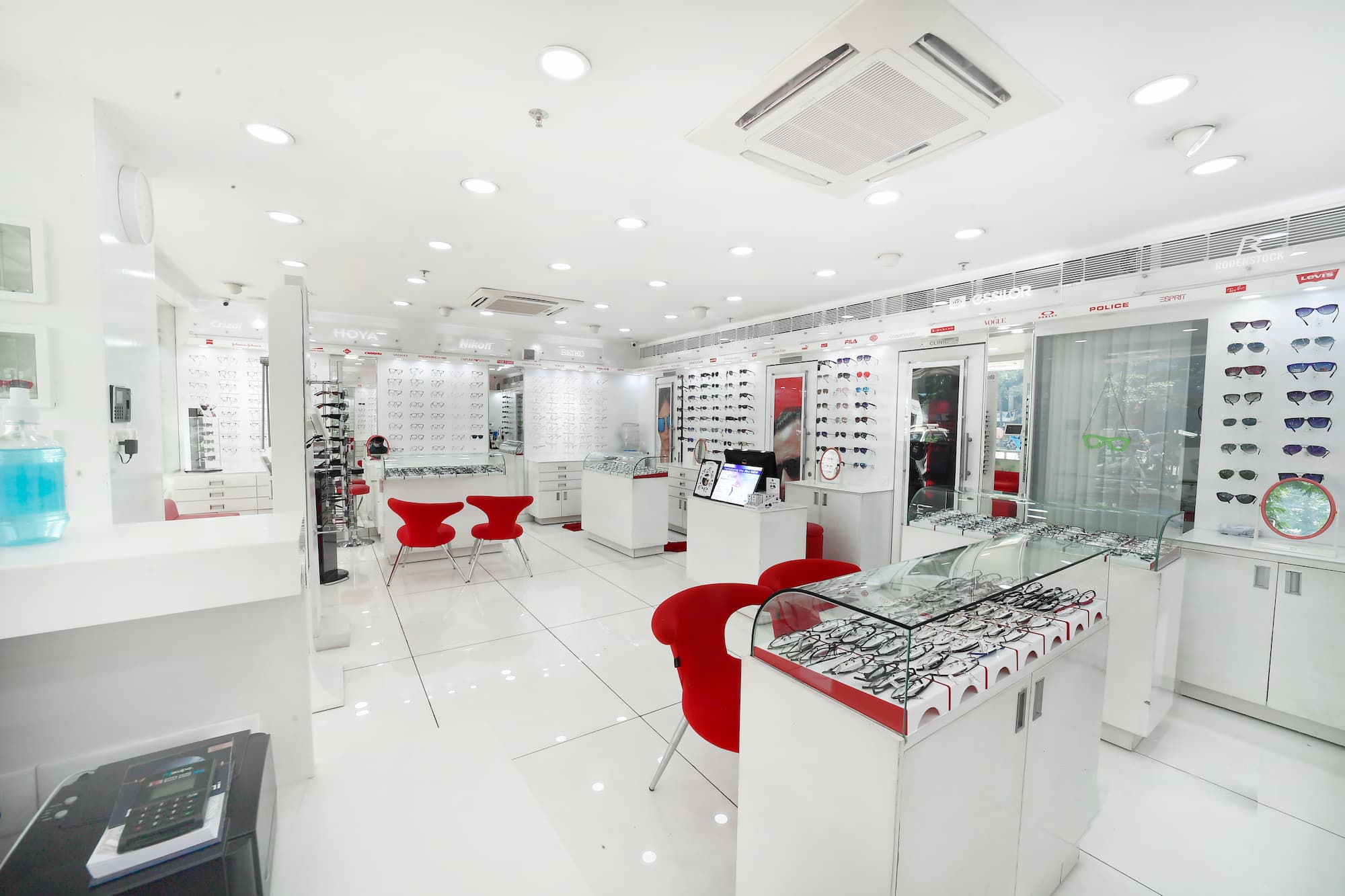 Interior of Ejones' optical shop in Payyanur